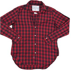 Frank & Eileen Frank Plaid Cotton Button Down Shirt Women‎ Small Red Blue